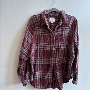 American Eagle Outfitters Maroon Plaid Casual Shirt